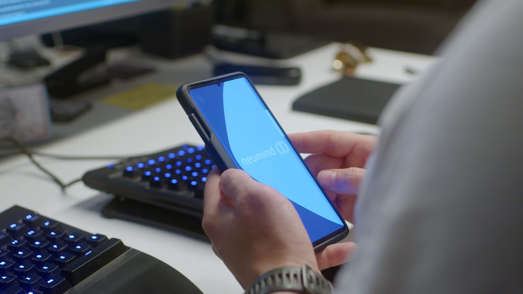 Male software engineer designs app