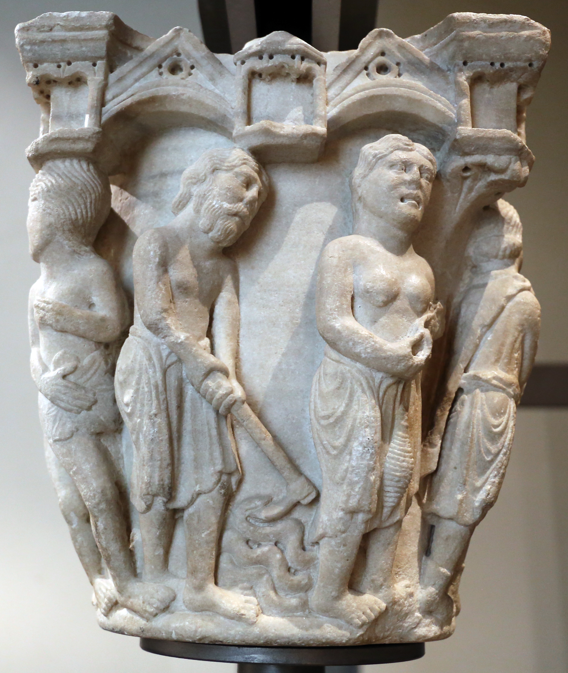 Benedetto antelami, capitello con storie della genesi 02, dal duomo di parma, 1178, lavoro dei progenitori