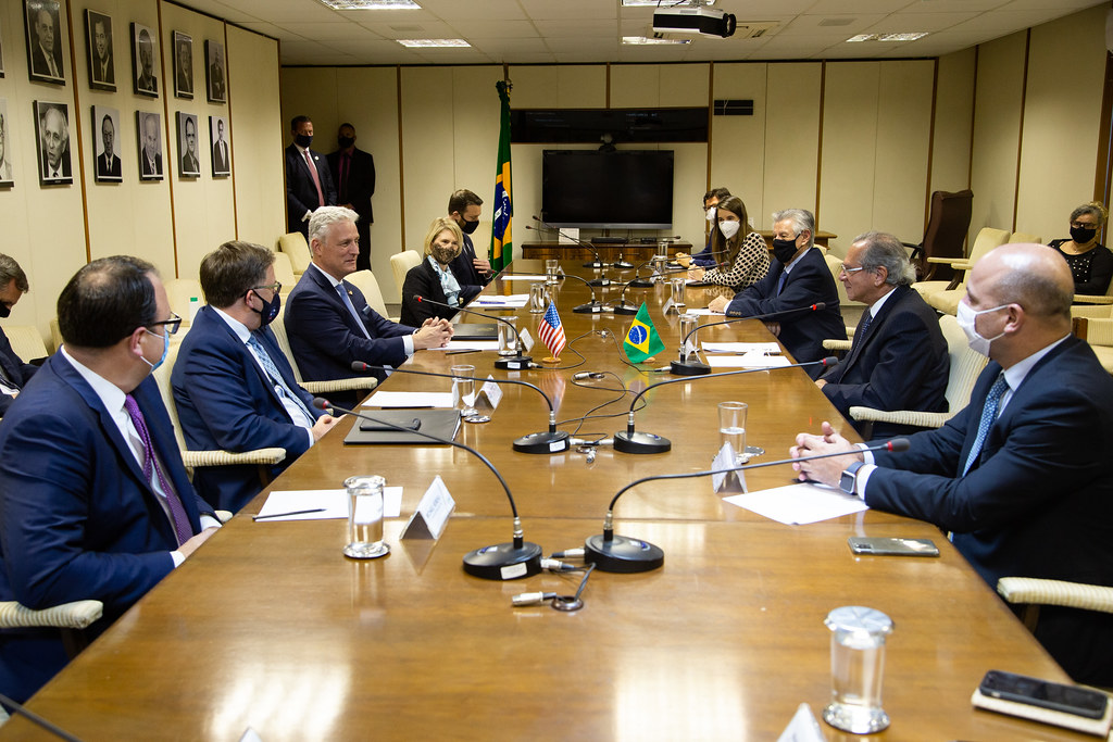 Encontro do o conselheiro de Segurança Nacional dos EUA, Robert C. O'Brien com o ministro da Economia, Paulo Guedes.