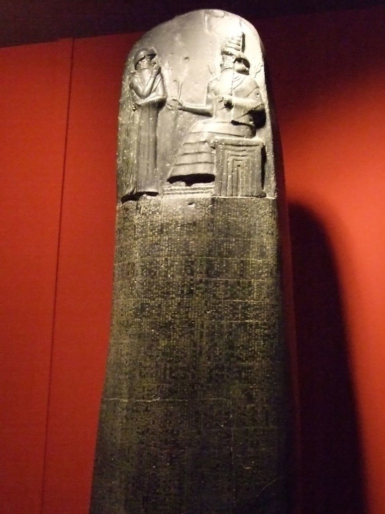Louvre Reproduction of the Law Code of Hammurabi monolith originally produced between 1792 and 1750 BCE