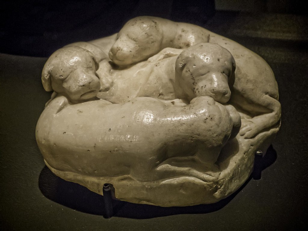 Four Little Dogs from the House of the Faun in Pompeii Marble Roman 1st century BCE