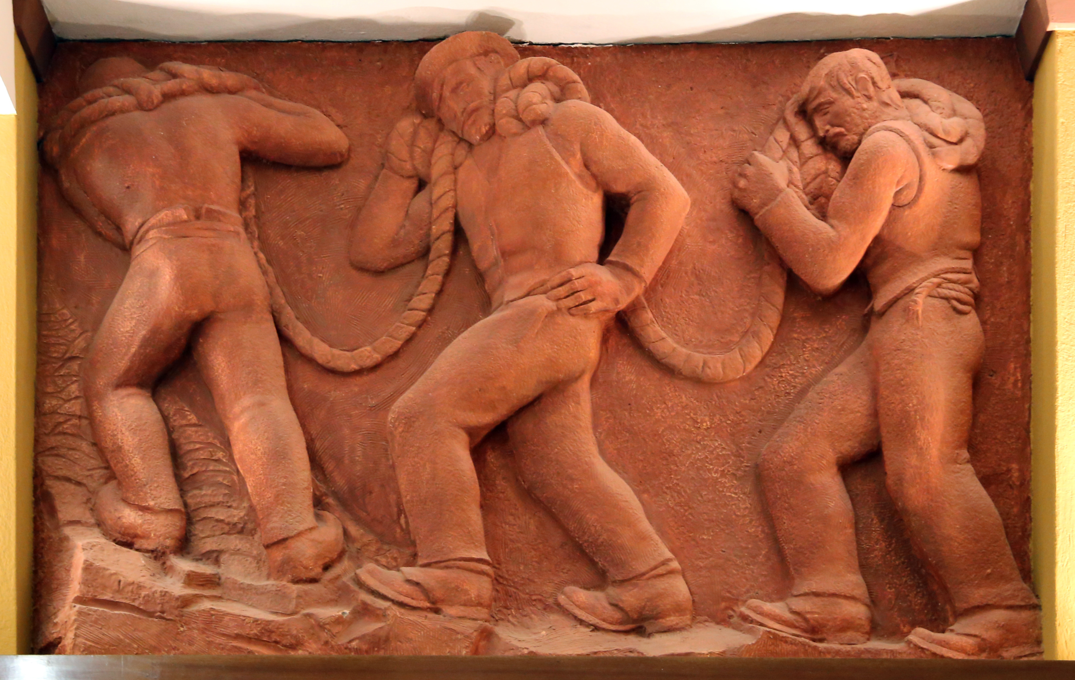 Cesare poli, scene di lavoro alle cave, 1394, in gesso, 01 i lizzatori