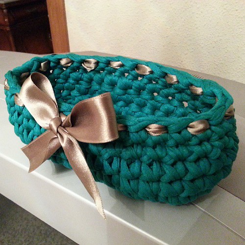 Bolsa a #ganchillo con #trapillo de color #verde. #uncinetto #crochet #green #bag #borsa #manualidades #handmade