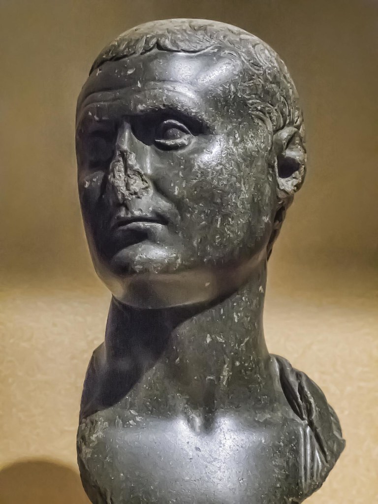 Head of a Roman nobleman, possibly Marc Antony Late Ptolemaic - early Roman Period 30 BCE - 50 CE probably from Alexandria, Egypt Graywacke