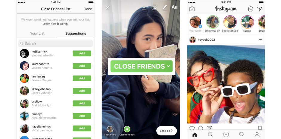 Instagram ora ti consente di condividere storie con un elenco di amici vicini
